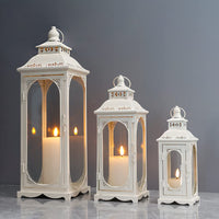 1 x RAW Customer Returns TRIROCKS Set of 3 Vintage Candle Lanterns 26 35 50cm H Decorative Outdoor Lantern Metal Candle Holder for Home Living Room Garden Yard Parties Indoor and Outdoor Events White  - RRP €98.35