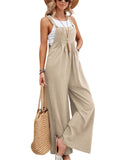 1 x RAW Customer Returns SotRong Women s Pocket Wide Leg Jumpsuit, Summer Boho Sleeveless Strap Jumpsuit, Khaki, 3XL - RRP €24.78