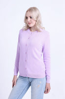 1 x RAW Customer Returns SMILING PINKER Women s Basic Cardigan Crew Neck Knitted Coat with Button, Pastel Lilac., L - RRP €32.48