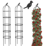 1 x RAW Customer Returns 205cm climbing support, climbing obelisk made of metal, 2 pieces, weather-resistant garden climbing support for roses and flowers, garden obelisk,  climbing column 32cm diameter, 205cm height  - RRP €50.4