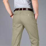 1 x RAW Customer Returns Misfuso Men s Anti-Wrinkle 100 Cotton Regular Waist Straight Tube Casual Pants with Pockets Khaki Light 42 - RRP €27.6