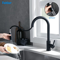 1 x RAW Customer Returns Tohlar kitchen faucet black, high pressure kitchen faucet extendable 360 swiveling kitchen faucet made of stainless steel, modern single-hand sink faucet - RRP €51.13