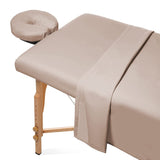 1 x RAW Customer Returns 3 Piece Microfiber Massage Table Bedding Set - Premium Facial Duvet Cover - Includes Flat Sheet and Fitted Sheet with Face Holder Cover Sand Brown  - RRP €24.88