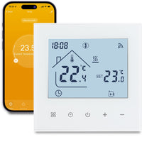 1 x RAW Customer Returns Wifi Boiler Thermostat, Smart Digital Thermostats for Room Heating, Programmable Wifi Chronothermostat with LCD Screen, Compatible with Alexa 3A White TDR89W-WIFI-WPB - RRP €42.88