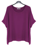 1 x RAW Customer Returns Van Der Rich - Mousseline blouse with lining - Women Purple, L-XL  - RRP €22.8