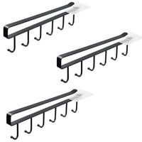 1 x RAW Customer Returns Alliebe 3 Hooks for Cups, Mugs, Wine Glasses, Storage Hooks for Kitchen Utensils, Ties, Belts and Scarves, Hooks for Hanging Under the Cabinet, No Drilling - RRP €13.98