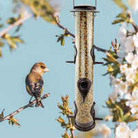 1 x RAW Customer Returns Metal Hanging Bird Feeder for Wild Birds Seeds Aluminium 6 Ports 1.4mm Extra Thick Solid Tube Weatherproof Ideal for Attracting Birds and Coffee - RRP €19.99