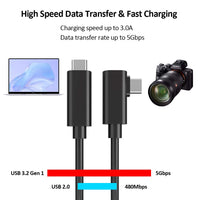 1 x RAW Customer Returns Easy Hood USB C Cable 5M Cable USB C to USB C 90 Degree USB 3.2 Gen Type C Data Cable 4K 60Hz Video Transfer for Sony A7C A7SIII A7RIV A7III A7RIII Canon EOS R RP G5X Mark II G7X Mark III Fuji XT3 XT4 - RRP €23.76