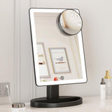 1 x RAW Customer Returns Large illuminated makeup mirror XL model - 3 color lighting modes illuminated mirror with 88 LEDs, 360 rotating touch screen and 10x magnification, table cosmetic mirror, black - RRP €42.99