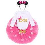 1 x RAW Customer Returns Baby Girls 1st 2nd 3rd Birthday Long Sleeve Tutu Tutu with Ear Headband 3 Piece Photo Shoot Props Set, Hot Pink-one, 12 Months - RRP €24.0