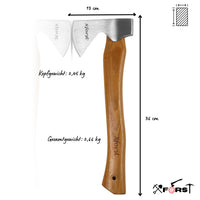 1 x RAW Customer Returns Xforst axe X-TA5, hatchet made of forged carbon steel. Hand axe made of hickory wood handle with blade protection made of genuine leather. Viking axe model. - RRP €30.16