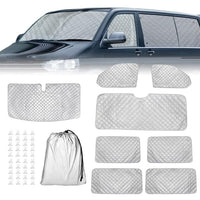 1 x RAW Customer Returns LIROPAU Windshield Sunshade, 8PCS Foldable Waterproof UV-Proof Windshield Cover, Sun Protection Car Front Window Replacement for VW T5 T6, with Storage Bag - 8PCS - RRP €100.99