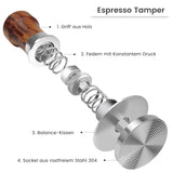 1 x RAW Customer Returns HOLIHOKY Tamper 51mm, 30lbs contact pressure coffee tamper with 304 stainless steel corrugated base, constant pressure double spring espresso tamper with wooden handle for portafilter 51mm - RRP €30.85