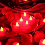 1 x RAW Customer Returns 1000 Pieces Artificial Fake Rose Petals and 24 Heart Shaped Flameless LED Tealight Candles Romantic Love LED Candles Artificial Petals for Valentine s Day Wedding Red  - RRP €20.15