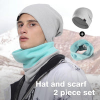 2 x Brand New WTACTFUL Winter Slouchy Beanie Hat and Double Layer Thermal Neck Warmer Scarf Set Warm Face Mask for Men Women Skiing Snowboarding Gray Gray 01 Set - RRP €55.2