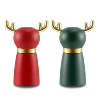 3 x Brand New Deer Shaped Wooden Salt and Pepper Mill Set Red Green 2 Piece Wooden Salt Mill Set Adjustable Ceramic Mill Refillable - RRP €68.94