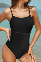 1 x RAW Customer Returns SHEKINI Women s One Piece Swimsuit Low Neck Adjustable Back Slim Cutout Spaghetti Straps Beachwear XL,Black Z  - RRP €31.9