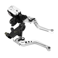 1 x RAW Customer Returns Keenso Motorcycle Brake and Clutch Levers, 1 Pair Motorcycle 7 8 Inch Handlebar Brake and Clutch Levers Master Cylinder Reservoir Lever Silver  - RRP €34.59