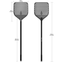 1 x RAW Customer Returns Ga HOMEFAVOR Perforated Pizza Peel, 12 Inch Pizza Shovel Made of Hard Anodized Aluminum with Long Removable Silicone Handle, 120 cm Total - RRP €31.25