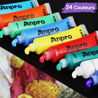 2 x RAW Customer Returns Anpro Acrylic Paint Tubes 24 x 15ml - Acrylic Paint Kit for Artists with 3pcs Paint Brushes, 24 Vibrant Colors for Paper, Rock, Wood, Ceramic, Fabric - RRP €35.98