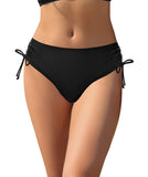 1 x RAW Customer Returns SHEKINI Women s Black Bikini Bottoms Full Coverage Swimwear Mid Waist Swimsuit Bottoms Ruched Swimsuit for Women L, Black  - RRP €28.22