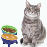 11 x Brand New Double Cat Bowl, Raised Cat Bowls with 15 Tilt Angle, Pet Bowl, Water and Food Supply Green Yellow  - RRP €202.07