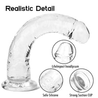 1 x Brand New Realistic dildo, lifelike giant penis made of liquid silicone with strong suction cup for hands-free play, realistic dildo tail transparent, 7.5 inches  - RRP €25.2