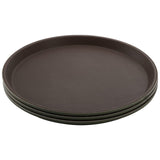 1 x RAW Customer Returns TOPZEA 3 Pack Round Serving Tray 11 Plastic Serving Tray Restaurant Serving Tray Cafeteria Tray Non-Slip Bar Tray for Coffee Table Brown - RRP €17.99