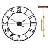 1 x RAW Customer Returns HAITANG Large Round Wall Clock Vintage Style Metal Silent Non Ticking Battery Powered 40cm 47cm 60cm Roman Numeral Clock Living Room Bedroom Decor - RRP €41.18