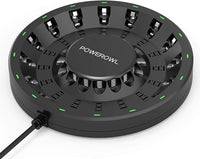 1 x RAW Customer Returns Powerowl Battery Charger 16 Slot Charger for AA AAA Batteries Rechargeable NIMH NICD Batteries EU Specifications and More High Speed Charging with Intelligent LED Light - RRP €30.24