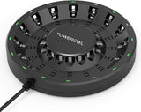 1 x RAW Customer Returns Powerowl Battery Charger 16 Slot Charger for AA AAA Batteries Rechargeable NIMH NICD Batteries EU Specifications and More High Speed Charging with Intelligent LED Light - RRP €30.24