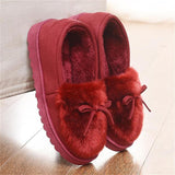 1 x RAW Customer Returns Sisttke Women s Slippers Winter Outdoor Warm Plush Soft Waterproof Faux Fur Home Slippers Moccasins,Red-F,35 EU - RRP €18.08