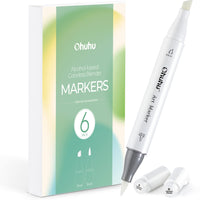 1 x RAW Customer Returns Ohuhu Alcohol Markers Colorless Blenders - 6 Pack Alcohol Ink No.0 Blender Brush Pen Markers for Easy Blending of Layers with Alcohol Markers - RRP €13.1