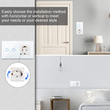 1 x RAW Customer Returns CNBINGO Touch light switch with Schuko socket flush-mounted - double wall switch in white - touch switch with glass frame and status LED - 500W compartment - RRP €22.88