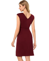 1 x RAW Customer Returns Tanmolo Women s Sleeveless Cocktail Dress V-Neck Evening Dresses Elegant Wrap Dress Knee-Length Party Dress Wine Red, XL  - RRP €22.38