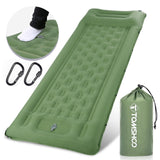 1 x RAW Customer Returns TOMSHOO Camping Outdoor Sleeping Pad, Inflatable Air Mattress with Integrated Foot Press Pump, Pillow, Carabiner, Storage Bag, Camping Mattress Sleeping Mat, Color Army Green - RRP €35.99