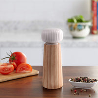 1 x RAW Customer Returns HAIPUSEN salt and pepper mill made of wood and ceramic - spice mill grinder with adjustable grinder, 17.5cm WITH coaster  - RRP €30.99