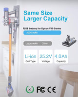 1 x RAW Customer Returns FSKE 4000mAh replacement batteries for Dyson V10 battery SV12 Dyson V10 Animal V10 Absolute V10 Motorhead V10 Fluffy V10 Total Clean battery vacuum cleaner Dyson V10 25.2V - RRP €40.07