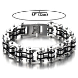 1 x RAW Customer Returns COOLSTEELANDBEYOND 22CM Men s Bracelet Top Quality Stainless Steel Bicycle Chain Motorcycle Chain Black Silver Two Tones High Gloss Polished - RRP €32.45