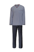 1 x RAW Customer Returns e.VIP Men s Pajamas Ken L 2331 made of 100 cotton, long sleeves, grey navy blue, M - RRP €34.9