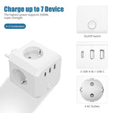 2 x RAW Customer Returns Socket cube without cable, 7 in 1 socket adapter, socket cube with 2 USB 1 Type - C switch, 4-way multiple socket without cable, multiple plug without cable - white multi-plug adapter - RRP €40.32