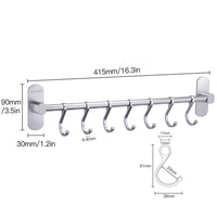 5 x RAW Customer Returns Wangel Hook Rack Kitchen Aid Hanging Rack 7 Hooks No Drilling, Patented Glue Self-Adhesive 3M Glue, Aluminum, Matte Finish - RRP €99.95