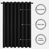 1 x RAW Customer Returns DWCN Room Divider Curtain Opaque Black Room Divider Eyelet Curtain 1 Piece Blackout Curtain for Living Room, Bedroom, Patio Door, Office, 243 x 457 cm H x W  - RRP €70.58