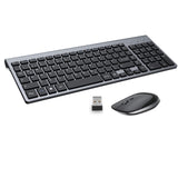 1 x RAW Customer Returns Keyboard Mouse Set Wireless - German USB QWERTZ Wireless Keyboard Small Mouse Ultra Thin Quiet Ergonomic Keyboard for Computer PC Laptop Smart TV Windows - Silver White Black  - RRP €32.22