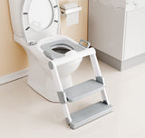 1 x RAW Customer Returns YMISII Children s toilet seat with stairs, armrest and PU padded toilet seat, non-slip, height-adjustable foldable toilet trainer with, for children aged 1-10 years white-grey  - RRP €40.32