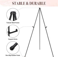 1 x RAW Customer Returns Easel Stand for Wedding Sign Poster 63 160cm Tripod Folding Portable Artist Floor Easels for Display Show Black  - RRP €20.17