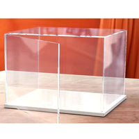 1 x RAW Customer Returns Easy to Open Clear Acrylic Display Case-Assemble Countertop Box with White Base, Dustproof Showcase 25x20x15cm 10x8x6inch  - RRP €30.24