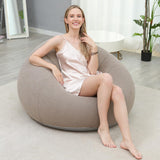 1 x RAW Customer Returns LONEEDY Inflatable Chair Sofa, Inflatable Seat Gaming Lounger, Indoor Outdoor Camping Garden Stylish Soft Plush Fabric for Adults Kids Single Spherical Khaki  - RRP €26.54