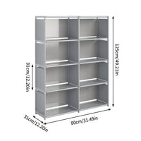 1 x RAW Customer Returns JIUYOTREE 5 Tier Closet Organizer with Cloth on the Back, Double Row Modular Cube Bookcase Bookshelf Living Room Study Bedroom Gray - RRP €27.23