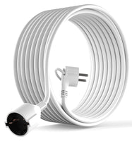 1 x RAW Customer Returns MutecPower 10 meter extension cable with flat plug quality plastic Schuko extension with flat plug protective contact 90 angle plug protective contact coupling up to 250V 16A IP20-10m white - RRP €22.99